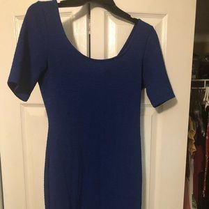 Blue short sleeve tight mini dress